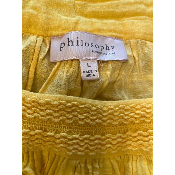 Philosophy Republic Clothing Yellow Square Neck Peasant Top L Cottagecore Boho - Picture 4 of 8